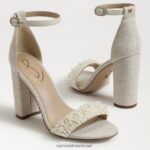 נשים הַנעָלָה Sam Edelman סנדל עקב בלוק yaro perla שנהב מודרני 4XL22X618 - Image 7