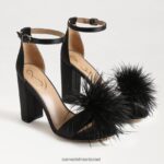 נשים הַנעָלָה Sam Edelman סנדל עקב נוצת יארו סאטן שחור 4XL22X763