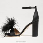 נשים הַנעָלָה Sam Edelman סנדל עקב נוצת יארו סאטן שחור 4XL22X763 - Image 4