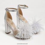 נשים הַנעָלָה Sam Edelman סנדל עקב נוצת יארו כסף רך 4XL22X764