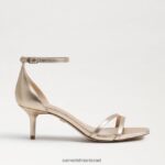 נשים הַנעָלָה Sam Edelman סנדל עקב פיוני חתלתול עור עלי זהב 4XL22X506 - Image 2