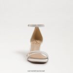 נשים הַנעָלָה Sam Edelman סנדל עקב פיוני חתלתול עור לבן בוהק 4XL22X499 - Image 3