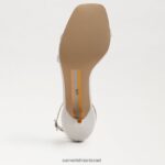 נשים הַנעָלָה Sam Edelman סנדל עקב פיוני חתלתול עור לבן בוהק 4XL22X499 - Image 6