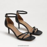 נשים הַנעָלָה Sam Edelman סנדל עקב פיוני חתלתול עור שחור 4XL22X500