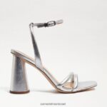 נשים הַנעָלָה Sam Edelman סנדל עקב קיה בלוק עור כסף רך 4XL22X104 - Image 2