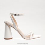 נשים הַנעָלָה Sam Edelman סנדל עקב קיה בלוק עור לבן בוהק 4XL22X103 - Image 2