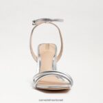 נשים הַנעָלָה Sam Edelman סנדל עקב קיה בלוק עור כסף רך 4XL22X104 - Image 3