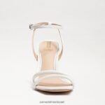 נשים הַנעָלָה Sam Edelman סנדל עקב קיה בלוק עור לבן בוהק 4XL22X103 - Image 3