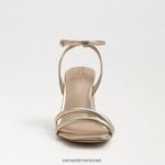 נשים הַנעָלָה Sam Edelman סנדל עקב קיה בלוק עור עלי זהב 4XL22X105 - Image 3