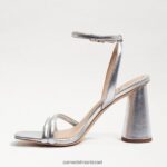נשים הַנעָלָה Sam Edelman סנדל עקב קיה בלוק עור כסף רך 4XL22X104 - Image 4