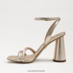 נשים הַנעָלָה Sam Edelman סנדל עקב קיה בלוק עור עלי זהב 4XL22X105 - Image 4