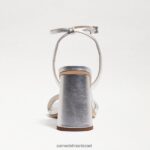 נשים הַנעָלָה Sam Edelman סנדל עקב קיה בלוק עור כסף רך 4XL22X104 - Image 5