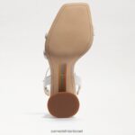 נשים הַנעָלָה Sam Edelman סנדל עקב קיה בלוק עור לבן בוהק 4XL22X103 - Image 6