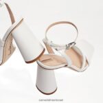 נשים הַנעָלָה Sam Edelman סנדל עקב קיה בלוק עור לבן בוהק 4XL22X103 - Image 7