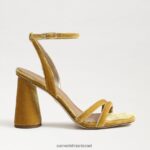נשים הַנעָלָה Sam Edelman סנדל עקב קיה בלוק קטיפה זעפרן 4XL22X100 - Image 2