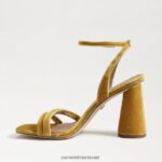נשים הַנעָלָה Sam Edelman סנדל עקב קיה בלוק קטיפה זעפרן 4XL22X100 - Image 4