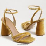 נשים הַנעָלָה Sam Edelman סנדל עקב קיה בלוק קטיפה זעפרן 4XL22X100 - Image 7