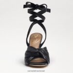 נשים הַנעָלָה Sam Edelman סנדל עקב רצועות של לנורה עור שחור 4XL22X868 - Image 3