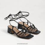 נשים הַנעָלָה Sam Edelman סנדל עקב שרוכים של westley עור שחור 4XL22X398