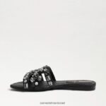 נשים הַנעָלָה Sam Edelman סנדל שקופיות bay 16 עור שחור 4XL22X534 - Image 4