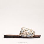 נשים הַנעָלָה Sam Edelman סנדל שקופיות ארוג גריפין עלה זהב/כסף רך/ורד 4XL22X637 - Image 2