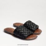נשים הַנעָלָה Sam Edelman סנדל שקופיות ארוג גריפין עור שחור 4XL22X632