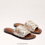 נשים הַנעָלָה Sam Edelman סנדל שקופיות ארוג גריפין עלה זהב/כסף רך/ורד 4XL22X637