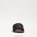 נשים הַנעָלָה Sam Edelman סנדל שקופיות ארוג גריפין עור שחור 4XL22X632 - Image 3