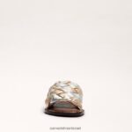 נשים הַנעָלָה Sam Edelman סנדל שקופיות ארוג גריפין עלה זהב/כסף רך/ורד 4XL22X637 - Image 3
