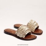 נשים הַנעָלָה Sam Edelman סנדל שקופיות ארוג של giada עלה זהב 4XL22X406