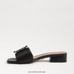נשים הַנעָלָה Sam Edelman סנדל שקופיות דיאקון עור שחור 4XL22X419 - Image 4