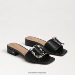 נשים הַנעָלָה Sam Edelman סנדל שקופיות דיאקון עור שחור 4XL22X419