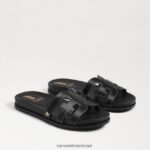 נשים הַנעָלָה Sam Edelman סנדל שקופיות נטו עור שחור 4XL22X274