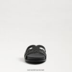 נשים הַנעָלָה Sam Edelman סנדל שקופיות נטו עור שחור 4XL22X274 - Image 3