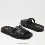 נשים הַנעָלָה Sam Edelman סנדל שקופיות נטו עור שחור 4XL22X274 - Image 7
