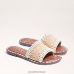 נשים הַנעָלָה Sam Edelman סנדל שקופיות עם חרוזים גאים שנהב טבעי 4XL22X455
