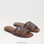 נשים הַנעָלָה Sam Edelman סנדל שקופיות צבעוני של מפרץ אינדיגו מכובס 4XL22X590