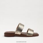 נשים הַנעָלָה Sam Edelman סנדל שקופיות Haydee עור עלי זהב 4XL22X574 - Image 2