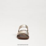 נשים הַנעָלָה Sam Edelman סנדל שקופיות Haydee עור עלי זהב 4XL22X574 - Image 3