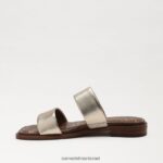 נשים הַנעָלָה Sam Edelman סנדל שקופיות Haydee עור עלי זהב 4XL22X574 - Image 4