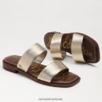 נשים הַנעָלָה Sam Edelman סנדל שקופיות Haydee עור עלי זהב 4XL22X574 - Image 7