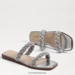 נשים הַנעָלָה Sam Edelman סנדל שקופיות inette כסף רך 4XL22X693 - Image 7