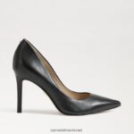 נשים הַנעָלָה Sam Edelman עקב אצבע מחודד לוז עור שחור 4XL22X146 - Image 2