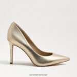 נשים הַנעָלָה Sam Edelman עקב אצבע מחודד לוז עור עלי זהב 4XL22X152 - Image 2