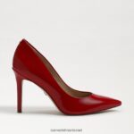 נשים הַנעָלָה Sam Edelman עקב אצבע מחודד לוז עור פטנט אדום אודם 4XL22X161 - Image 2
