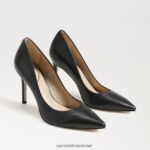 נשים הַנעָלָה Sam Edelman עקב אצבע מחודד לוז עור שחור 4XL22X146
