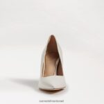נשים הַנעָלָה Sam Edelman עקב אצבע מחודד לוז עור לבן בוהק 4XL22X164 - Image 3