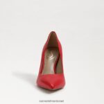 נשים הַנעָלָה Sam Edelman עקב אצבע מחודד לוז עור אדום פריזאי 4XL22X137 - Image 3