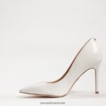 נשים הַנעָלָה Sam Edelman עקב אצבע מחודד לוז עור לבן בוהק 4XL22X164 - Image 4