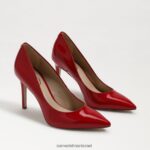 נשים הַנעָלָה Sam Edelman עקב אצבע מחודד לוז עור פטנט אדום אודם 4XL22X161